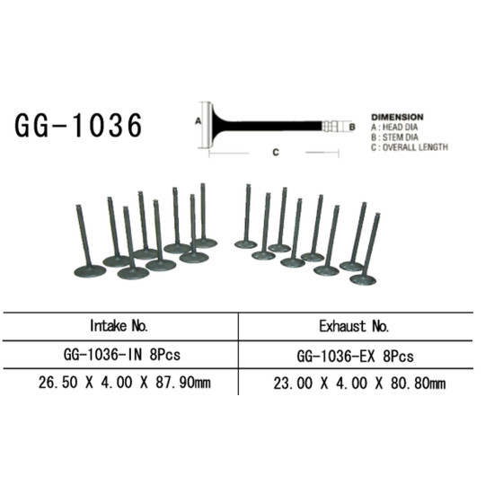VESRAH exhaust valve HONDA CBR 600 F4 '99-06'(23,00X4,00X80,80mm) (OEM: 14721-MBW-000) (1pc.) (MADE IN JAPAN)