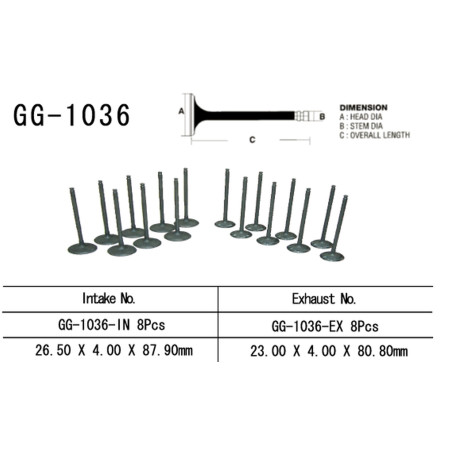 VESRAH exhaust valve HONDA CBR 600 F4 '99-06'(23,00X4,00X80,80mm) (OEM: 14721-MBW-000) (1pc.) (MADE IN JAPAN)