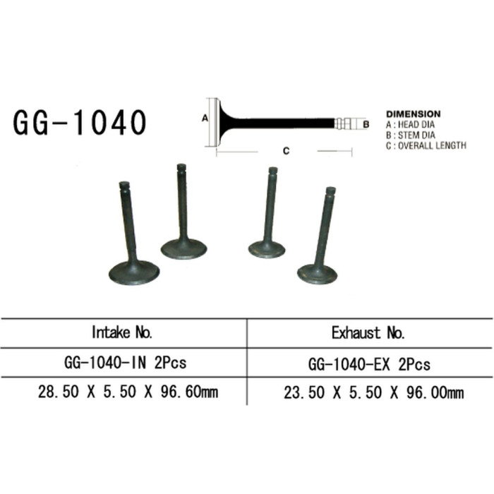 VESRAH exhaust valve HONDA XR 250 R '86-'95 (for 2 engines) (23.5X5.5X96.0 mm) (OEM: 14721-KR6-000) (1pc.) (MADE IN JAPAN)
