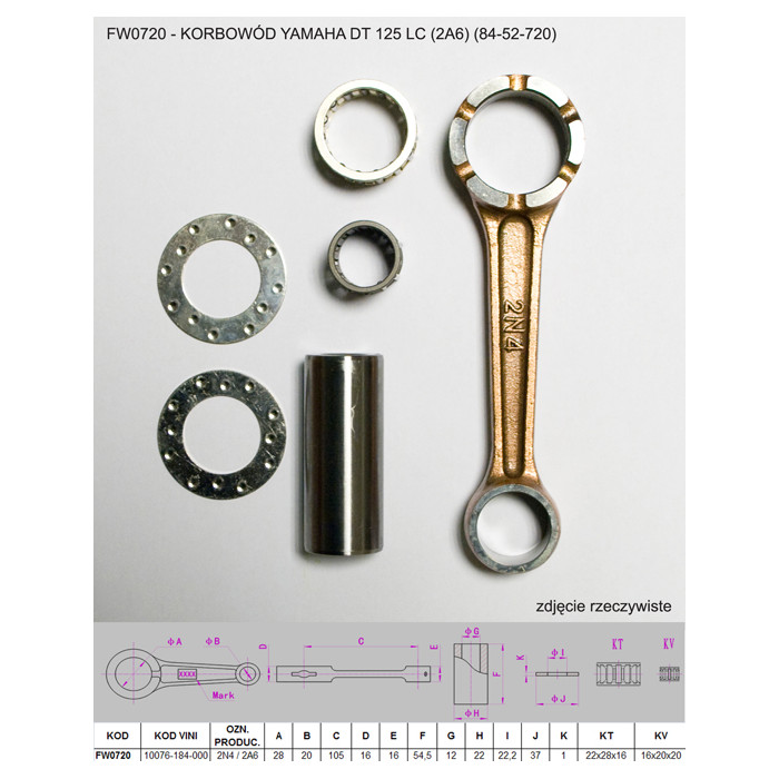 FLYWAY (PLATT) connecting rod YAMAHA DT 125 (DT125) LC (2A6) (84-52-720)