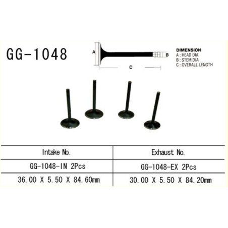 VESRAH intake valve HONDA TRX 450 R '04-'05 (for 2 engines) (OEM: 14711--HP1-670) (1pc.) (MADE IN JAPAN)
