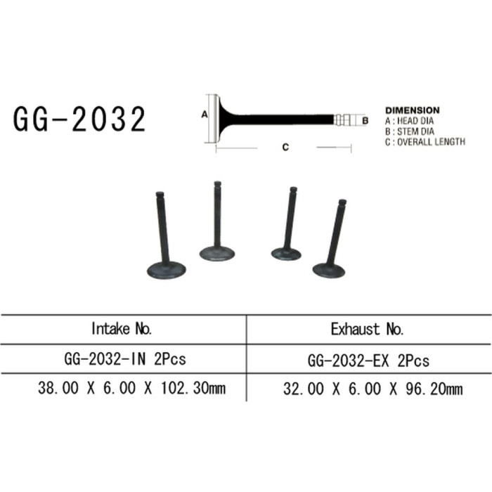 VESRAH exhaust valve HONDA TRX 250EX SPORTRAX '01-'08, TRX 250X '09-'17 (OEM: 14721-HN6-000) (1pc.) (MADE IN JAPAN)