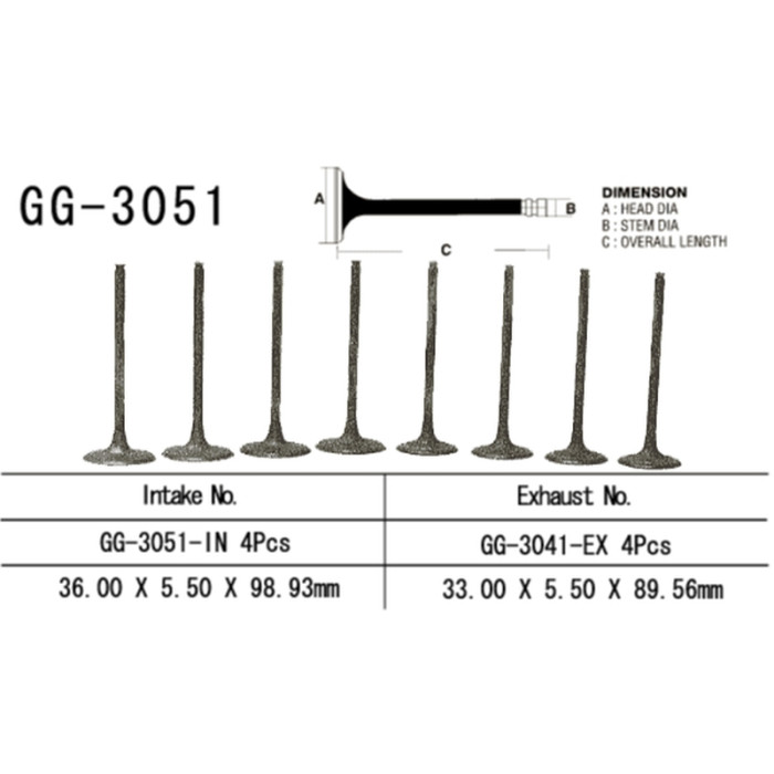 VESRAH intake valve SUZUKI DL 1000 V-STROM '02-19, DL 1050 V-STROM '20, SV 1000 / S '03-07 (OEM: 12912-02F00) (1pc.) (MAD