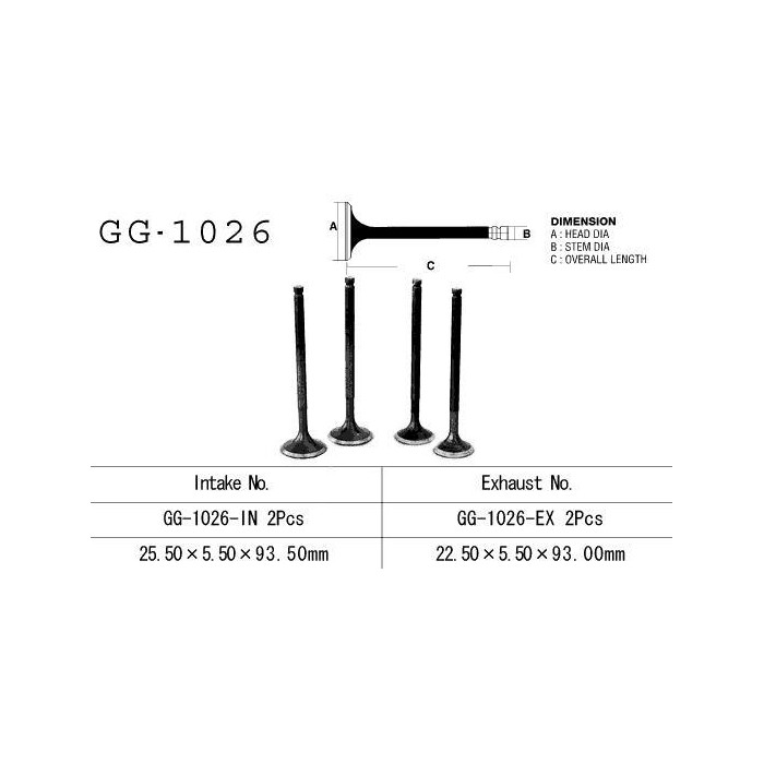 VESRAH exhaust valve HONDA TRX 300 EX '93-'08 (for 2 engines) (OEM: 14721-HC0-000) (1pc.) (MADE IN JAPAN)