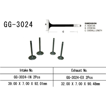 VESRAH išmetimo vožtuvas SUZUKI GS 500 E/F '89-'10 (OEM: 12912-01D00) (1vnt.) (MADE IN JAPAN)
