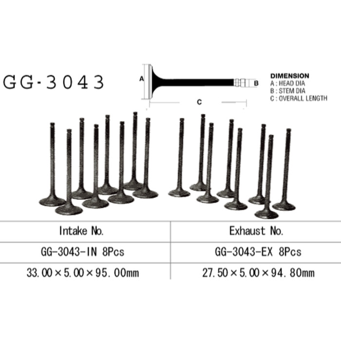 VESRAH intake valve SUZUKI GSXR 1300HAYABUSA '99-07' (OEM: 12911-24F00) (1pc.) (MADE IN JAPAN)