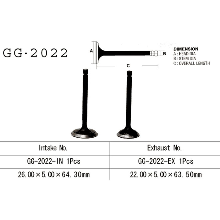 VESRAH exhaust valve YAMAHA YFM 125 GRIZZLY '04-'15, RAPTOR 125 '11-'15 (OEM: 50M-12121-01,5HP-12121-00) (1pc.) (MADE IN JA