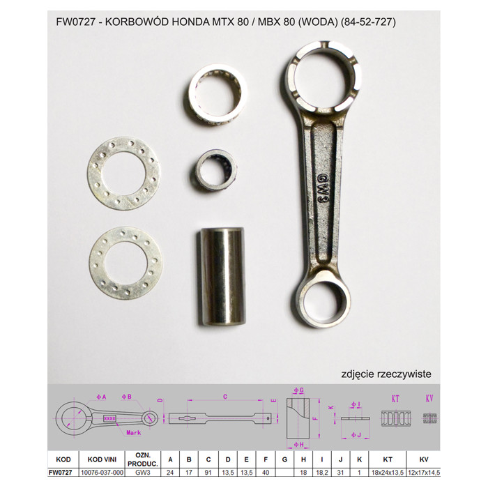 FLYWAY (PLATT) švaistiklis HONDA MTX 80 / MBX 80 (WODA) (84-52-727)