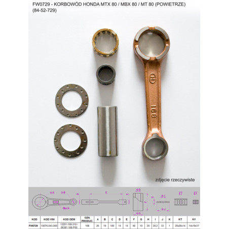 FLYWAY (Plat) Connecting rod Honda MTX 80 / MBX 80 / MT 80 (air cooled) (84-52-729)