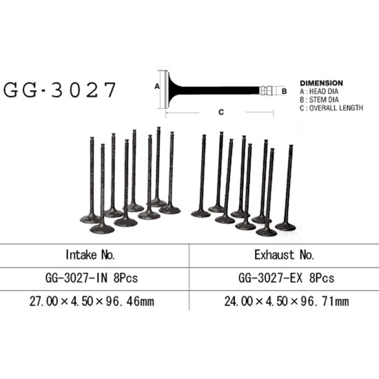 VESRAH exhaust valve SUZUKI GSXR 750W '93-95' (OEM: 12912-17E00,12912-17E00) (1pc.) (MADE IN JAPAN)
