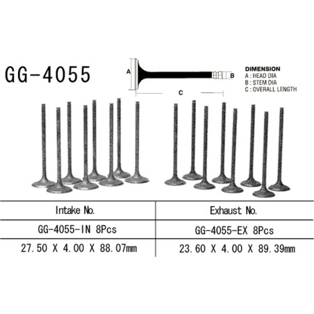 VESRAH įsiurbimo vožtuvas KAWASAKI ZX 9RR '05-06' (ZX6002N1, N6F) (OEM: 12004-0016) (1vnt.) (MADE IN JAPAN)