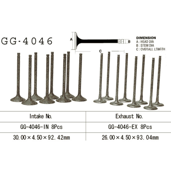 VESRAH intake valve KAWASAKI ZX9R '98-03, Z 1000A '03-05' (OEM: 12004-1132) (1pc.) (MADE IN JAPAN)