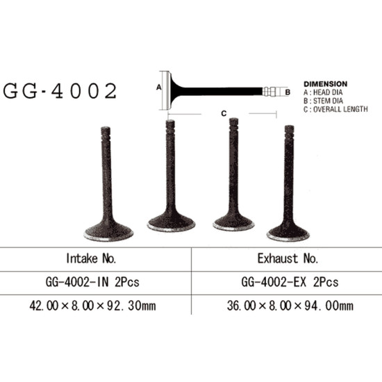 VESRAH intake valve KAWASAKI KZ 750 '76-84' (OEM: 12004-014) (1pc.) (MADE IN JAPAN)