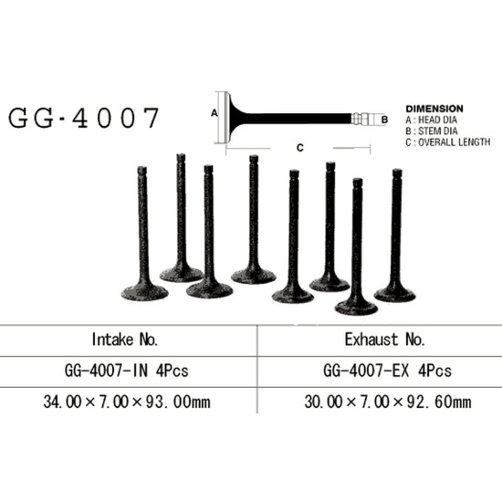 VESRAH exhaust valve KAWASAKI KZ 650 '81-83' KZ 750 '80-82' (OEM: 12005-1006) (1pc.) (MADE IN JAPAN)