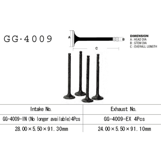 VESRAH exhaust valve KAWASAKI ZR 550 ZEPHYR '91-99, GPZ/KZ/Z 550 '81-89, GT 550 '83-90' (OEM: 12005-1013) (1pc.) (MADE IN JAPAN)