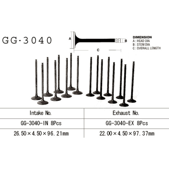 VESRAH intake valve SUZUKI GSXR 600 SRAD' 97-00' (OEM: 12911-34E00) (1pc.) (MADE IN JAPAN)