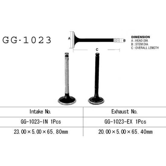 VESRAH exhaust valve HONDA TRX 90 '93-'19, CRF 70F '04-'12, XR 70R '97-'03 (OEM: 14721-GF6-010) (1pc.) (MADE IN JAPAN)