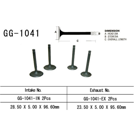 VESRAH įsiurbimo vožtuvas HONDA XR 250R '96-'04 (2 varikliui) (28,5X5,0X95,6 mm) (OEM: 14711-KCZ-000) (1vnt.) (MADE IN JAPAN)