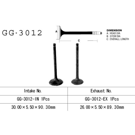 VESRAH exhaust valve SUZUKI GN 125 82-, DR 125 82-85, FL 125 '07-17' (26,00X5,50X89,30mm) (OEM: 12912-05211) (1pc.) (MADE I