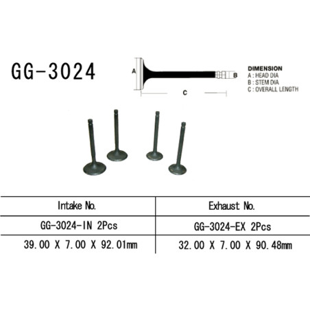 VESRAH įsiurbimo vožtuvas SUZUKI GS 500 E/F '89-'10 (OEM: 12911-01D00) (1vnt.) (MADE IN JAPAN)