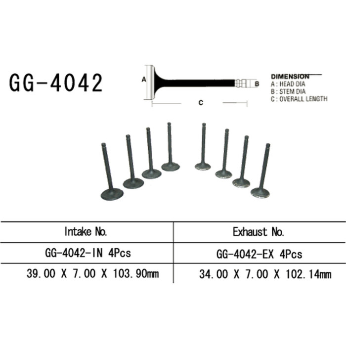 VESRAH intake valve KAWASAKI ZR 1100 ZEPHYR (OEM: 12004-1107) (1pc.) (MADE IN JAPAN)