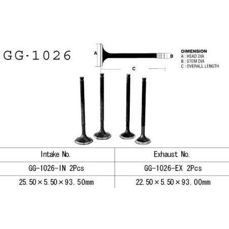 VESRAH intake valve HONDA TRX 300 EX '93-'08 (for 2 engines) (OEM: 14711-HC0-000) (1pc.) (MADE IN JAPAN)