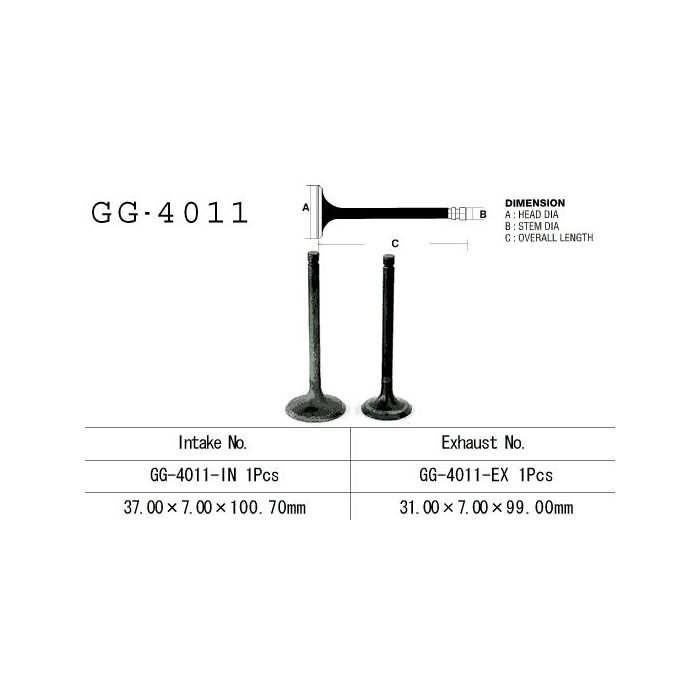 VESRAH exhaust valve KAWASAKI KLF/KVF 300 '86-'02 (for 1 engine) (OEM: 12005-1005,12005-1275) (1pc.) (MADE IN JAPAN)
