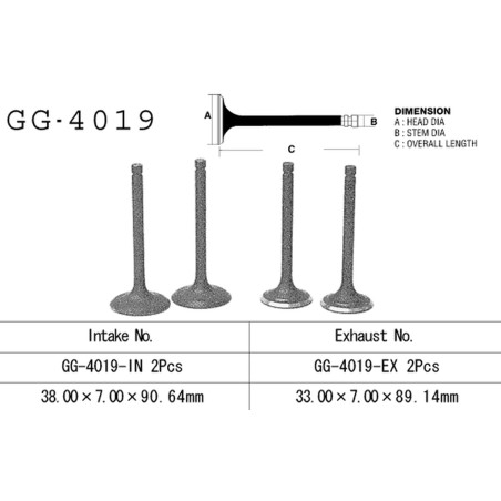 VESRAH intake valve KAWASAKI KLR 600 '84-'89 (OEM: 12004-1054) (1pc.) (MADE IN JAPAN)