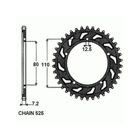 REAR SPROCKET, STEEL SUNR1-4335-40