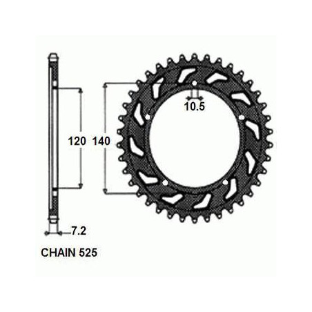 REAR SPROCKET, STEEL SUNR1-4499-45