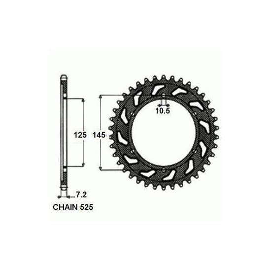 REAR SPROCKET STEEL SUNR1-4544-43