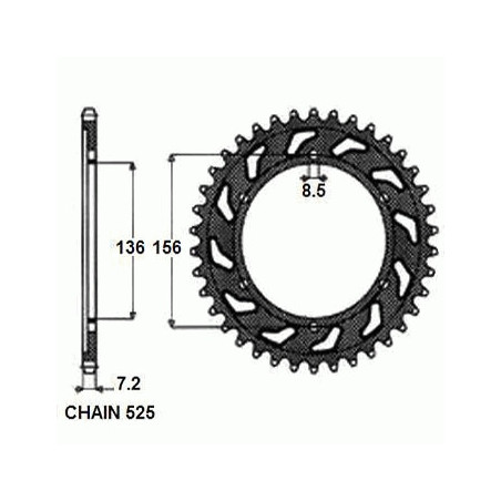 REAR SPROCKET STEEL SUNR1-4628-43