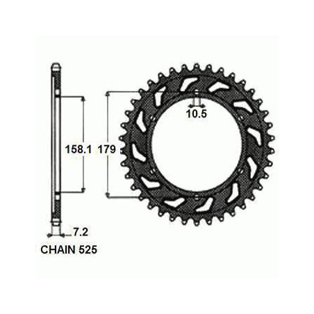 REAR SPROCKET, STEEL SUNR1-4698-45