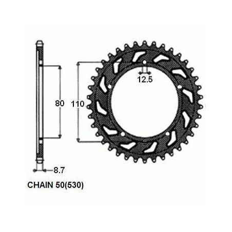 REAR SPROCKET, STEEL SUNR1-5363-40