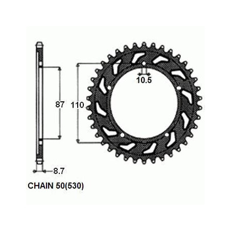 REAR SPROCKET, STEEL SUNR1-5383-48