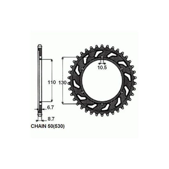 REAR SPROCKET, STEEL SUNR1-5480-39