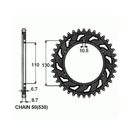 REAR SPROCKET, STEEL SUNR1-5480-39
