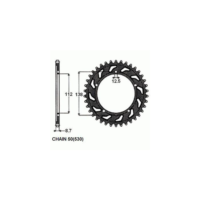 REAR SPROCKET STEEL SUNR1-5486-43