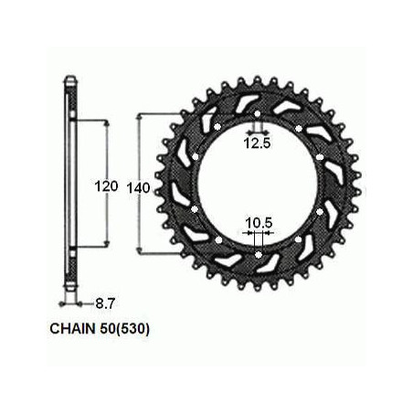 REAR SPROCKET, STEEL SUNR1-5500-41