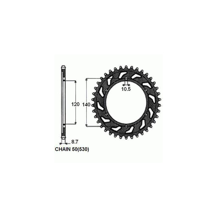 REAR SPROCKET STEEL SUNR1-5526-45