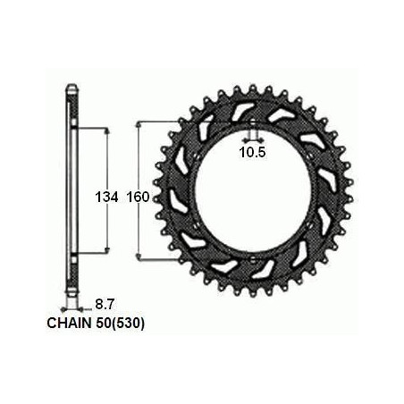 REAR SPROCKET STEEL SUNR1-5635-43