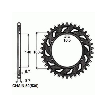 REAR SPROCKET, STEEL SUNR1-5652-48