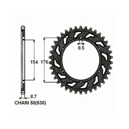 REAR SPROCKET STEEL SUNR1-5694-43