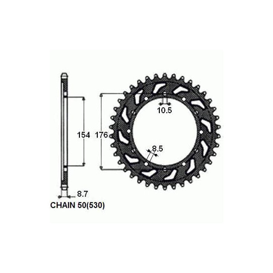 REAR SPROCKET, STEEL SUNR1-5695-43