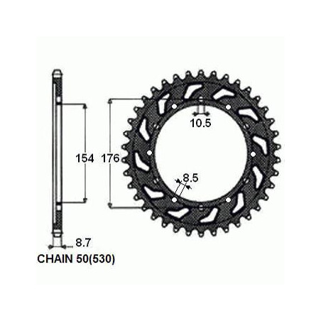 REAR SPROCKET, STEEL SUNR1-5695-43