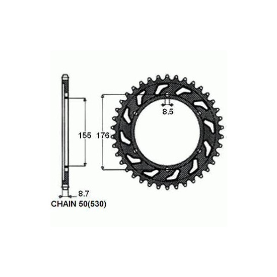 REAR SPROCKET STEEL SUNR1-5698-43