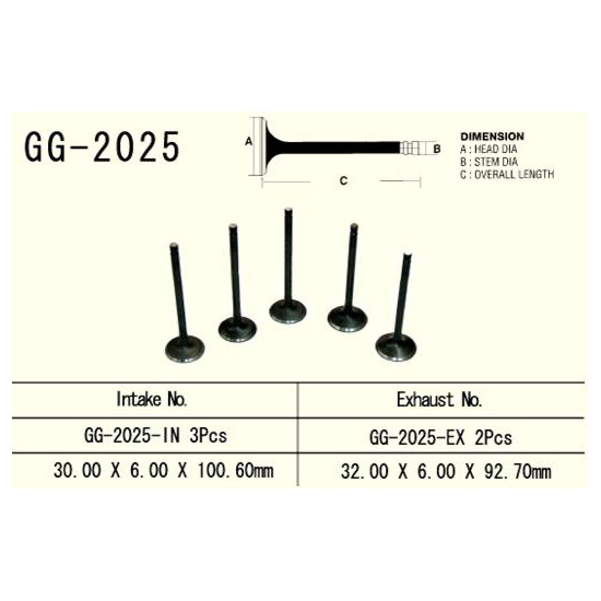 VESRAH intake valve YAMAHA YFM 660 GRIZZLY/RAPTOR/RHINO '01-'08, XTZ660 TENERE '91-'99 (OEM:5KM-12111-00) (1pc.) (MADE IN