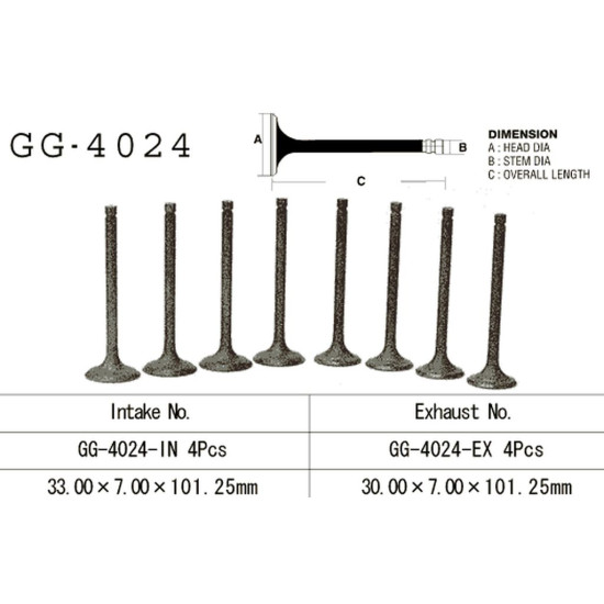VESRAH exhaust valve KAWASAKI VN 1500/1600 '87-'08 (OEM: 12005-1090,12005-1268) (1pc.) (MADE IN JAPAN)