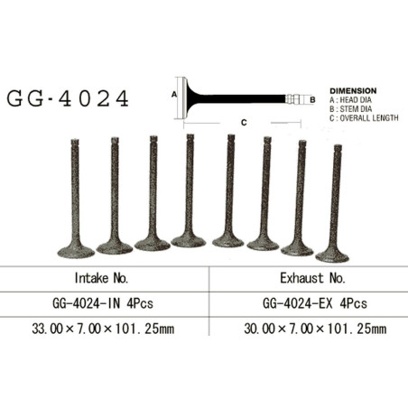VESRAH išmetimo vožtuvas KAWASAKI VN 1500/1600 '87-'08 (OEM: 12005-1090,12005-1268) (1vnt.) (MADE IN JAPAN)