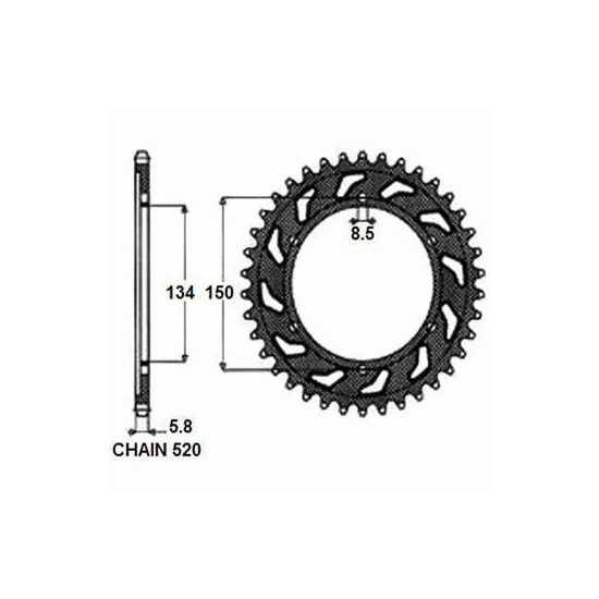 REAR SPROCKET, STEEL SUNR1-3619-50
